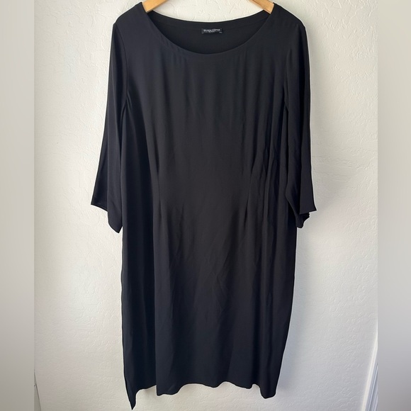 Eileen Fisher Dresses & Skirts - Eileen Fisher Silk Black Shift Dress 3/4 Sleeve, L EUC
